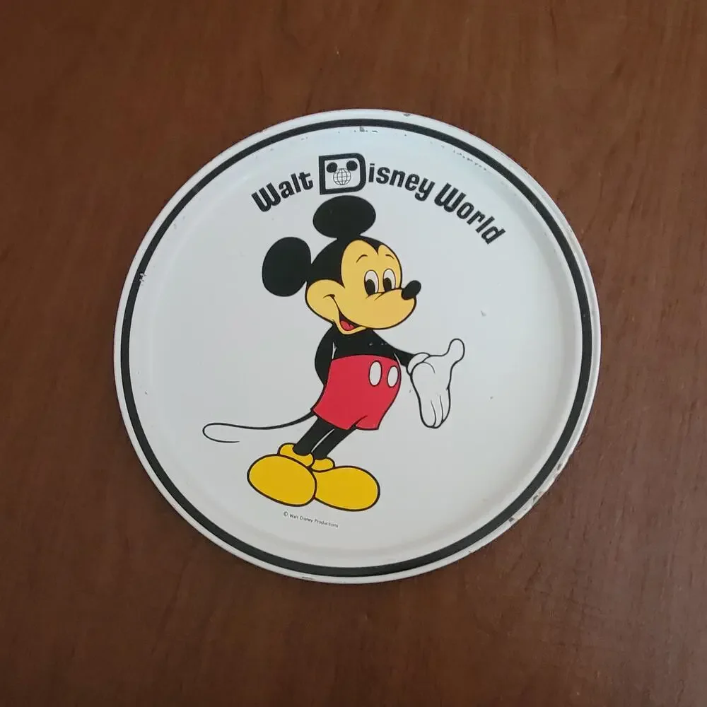 Vintage 1970s Walt Disney World Mickey Mouse Tin Tray Serving Platter
